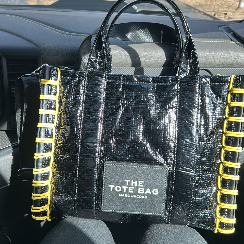 Marc Jacobs Black and Yellow Structured Tote with Leather Handles